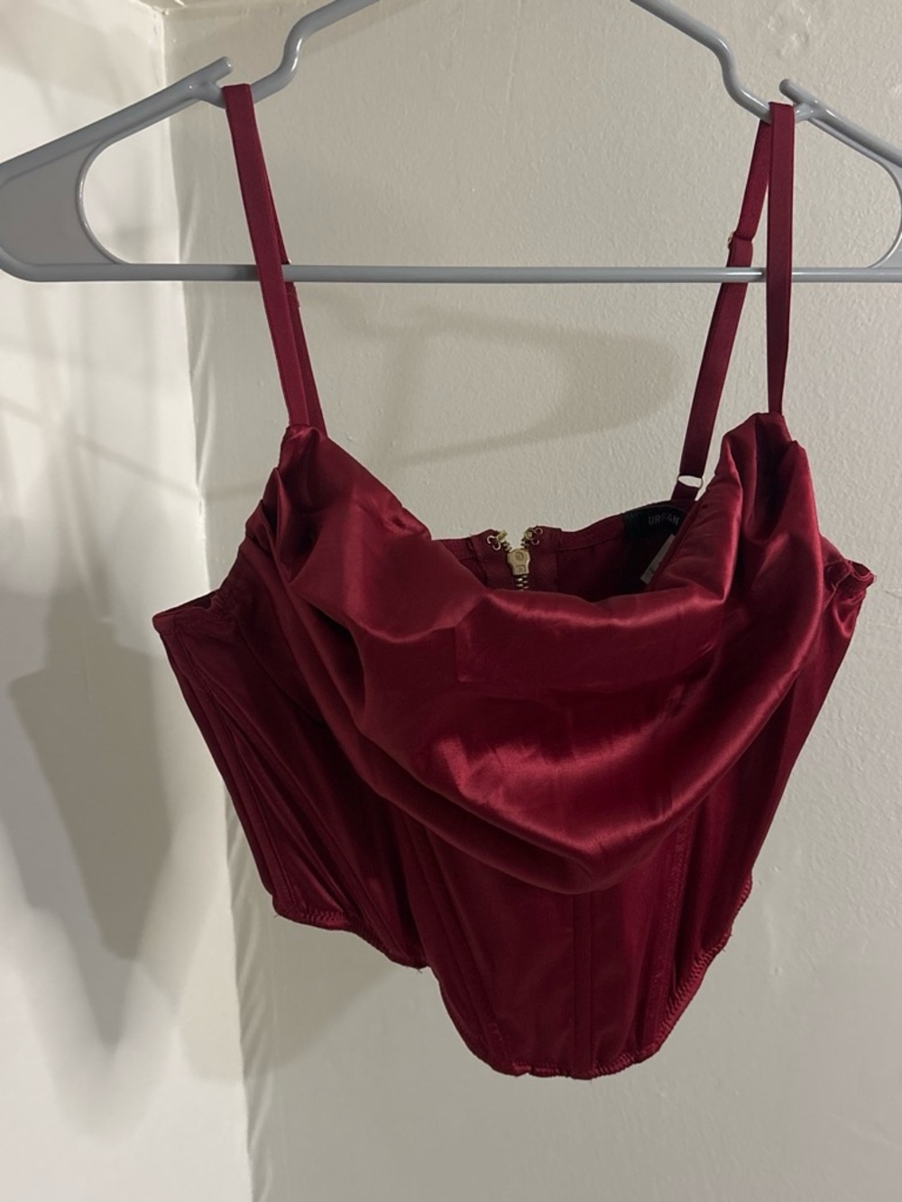 Urban Outfitters Satin Corset Bandeau in Burgundy